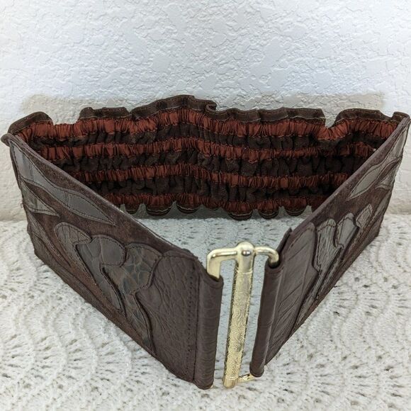Vintage Tequila Leather Cinch Belt - Brown - Corset/Stretch Type - Small